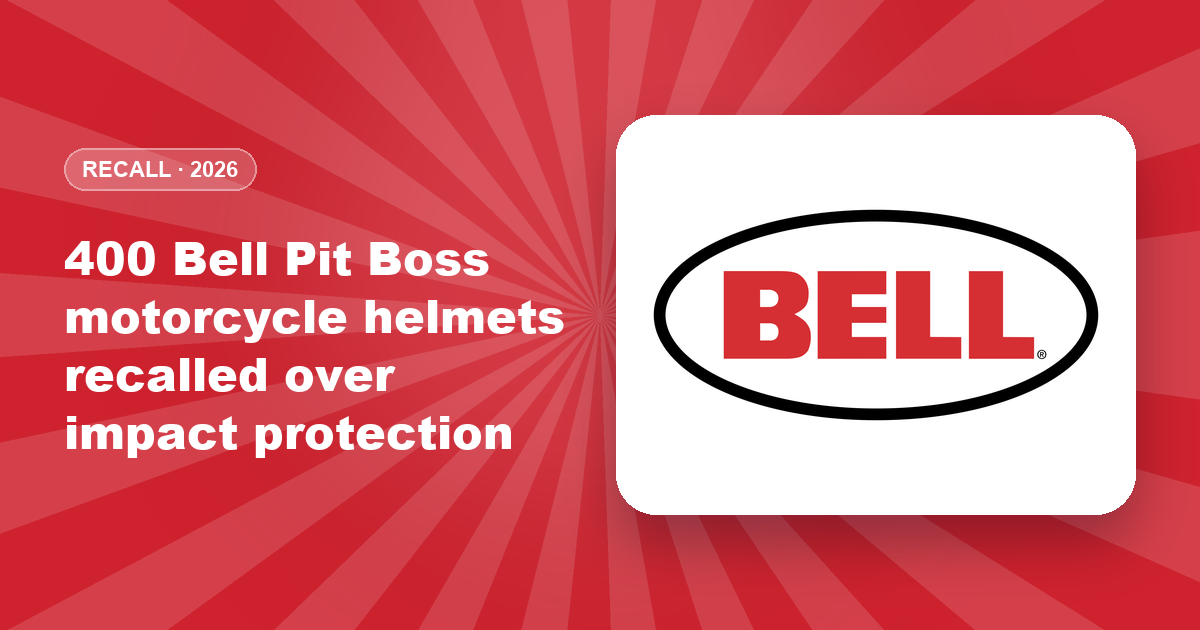400 Bell Pit Boss motorcycle helmets recalled over impact protection