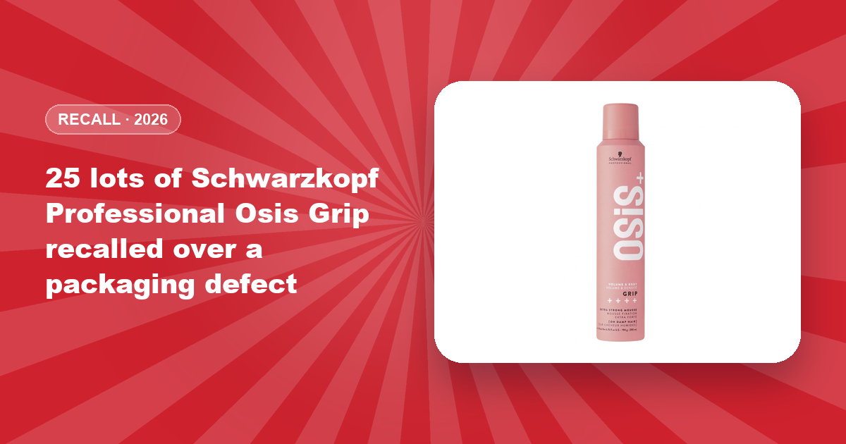 25 lots of Schwarzkopf Professional Osis Grip recalled over a packaging defect